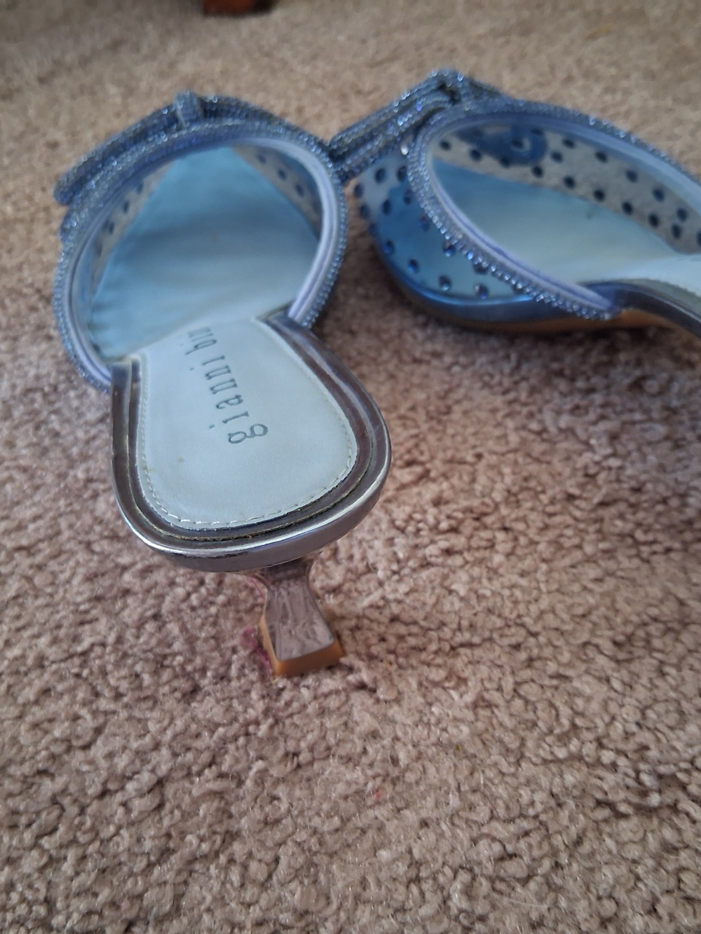 Women's Sz 8 Gianni Bini Blue Pointed Toe Embellished Mule Excellent Condition - Picture 10 of 10